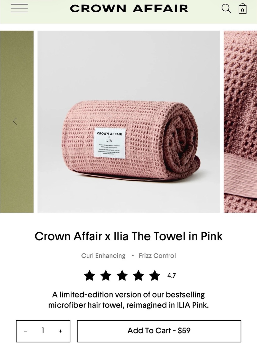 Crown Affair x ILIA Microfiber Hair Towel